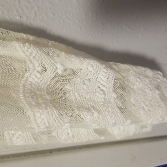 Nina Leonard size large ladies boho lace design top sweater white floral mesh - Picture 5 of 6